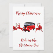 Red Reindeers Candy Stick Weihnachtsbusskarte (Vorderseite)