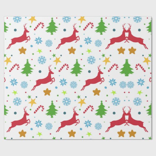 Red Reindeers Geschenkpapier (Flach)