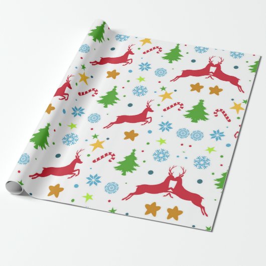 Red Reindeers Geschenkpapier (Ungerollt)