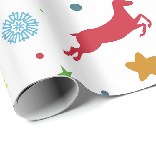 Red Reindeers Geschenkpapier (Rolleneckpunkt)