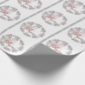 Red Rejow Silver Leaf Pine Wreath Geschenkpapier (Ecke)