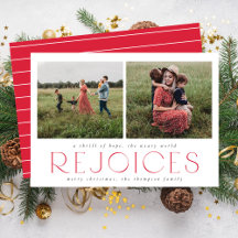 Red Religious Weihnachtskarte mit zwei Fotos