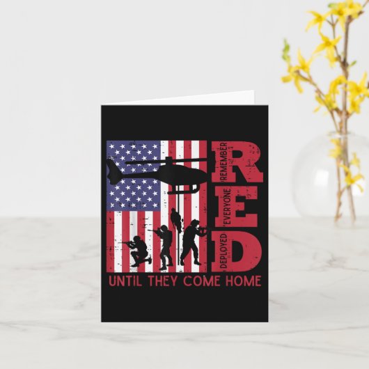 Red Remember all Deployed Flag Helicopter Mem Karte (Gelbe Blume)