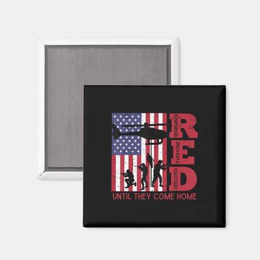 RED Remember all Deployed Flag Helicopter Mem Magnet (Vorderseite/Rückseite)