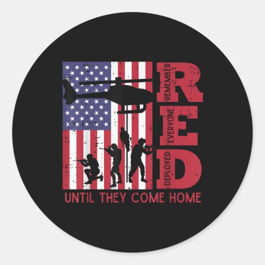 Red Remember all Deployed Flag Helicopter Mem Runder Aufkleber (Vorderseite)