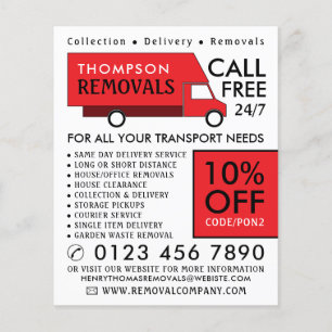 Red Removal Van, Removal Company Werbung Flyer