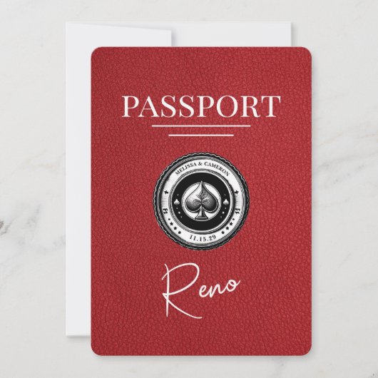 Red Reno Passport Save the Date (Vorderseite)