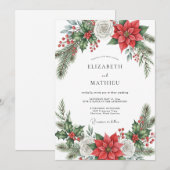 Red Resplendent Winter Wedding Einladung (Vorne/Hinten)