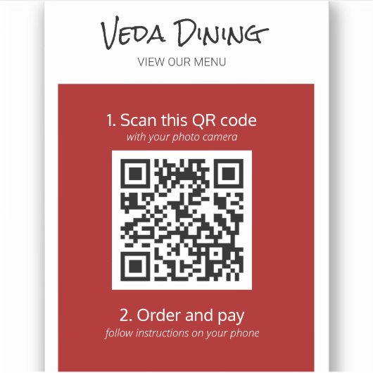 Red Restaurant Menü Scan Bestellung QR-Code Aufkle Aufkleber (Vorderseite)