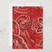 Red Retro Bandanna Paisley Einladung Hochzeit (Rückseite)
