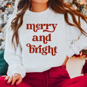 Red Retro Boho Typografie | Merry und Bright Sweatshirt