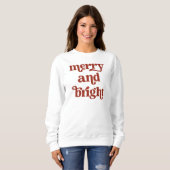 Red Retro Boho Typografie | Merry und Bright Sweatshirt (Vorne ganz)