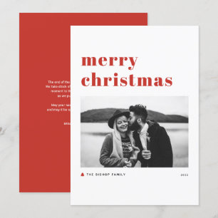 Red Retro Bold Typografie Frohe Weihnachts-Foto Feiertagskarte