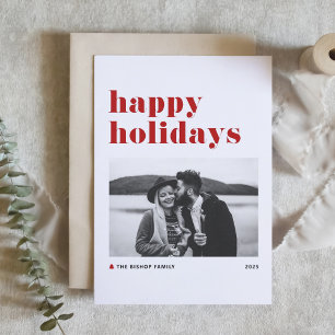 Red Retro Bold Typografy Foto Happy Holidays Feiertagskarte