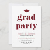 Red Retro Bold Typografy Graduation Party Einladung (Vorderseite)