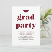 Red Retro Bold Typografy Graduation Party Einladung (Stehend Vorderseite)