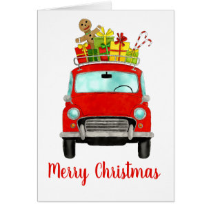 Red Retro Car mit Weihnachtsgeschenken