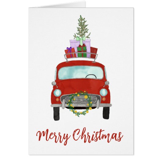 Red Retro Car mit Weihnachtsgeschenken (Vorne)