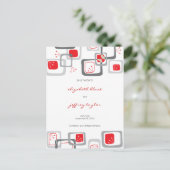 Red Retro Cherares Squares Mod Art Save the Date Ankündigungspostkarte (Stehend Vorderseite)