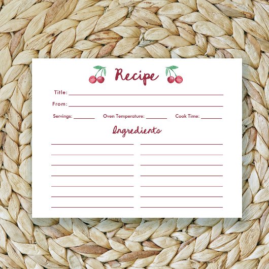 Red Retro Cherries | Brautparty-Rezept-Karte