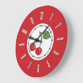Red Retro Cherry Große Wanduhr (Winkel)