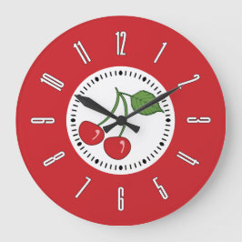 Red Retro Cherry Große Wanduhr