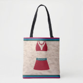 Red Retro Chic Swimsuit Beach Vibes Tote Tasche (Vorderseite)