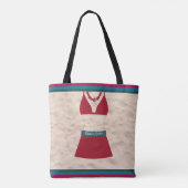 Red Retro Chic Swimsuit Beach Vibes Tote Tasche (Rückseite)