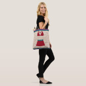 Red Retro Chic Swimsuit Beach Vibes Tote Tasche (Am Model)