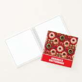 Red Retro Christmas Donuts Kinderbuch Notizblock (Innenseite)