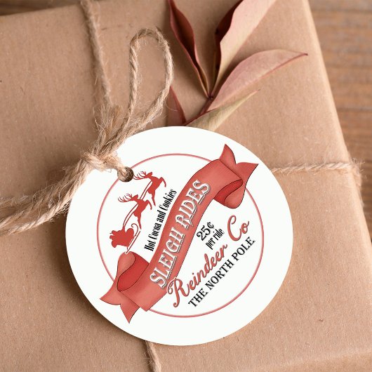 Red Retro Christmas Santa Custom Geschenkanhänger