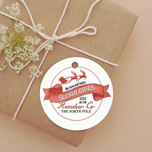 Red Retro Christmas Santa Custom Geschenkanhänger