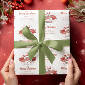 Red Retro Christmas Santa Personalisiert Geschenkpapier Set