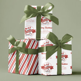 Red Retro Christmas Santa Personalisiert Geschenkpapier Set