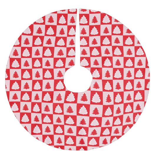 Red Retro Christmas Tree Red Tartan Kariert Polyester Weihnachtsbaumdecke (Vorderseite)