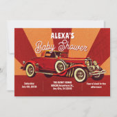Red retro classic car baby shower einladung (Vorderseite)