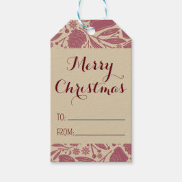 Red Retro Cosy Christmas Pattern Geschenkanhänger