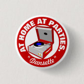 Red Retro Dansette Record Player Button (Vorderseite)