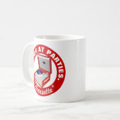 Red Retro Dansette Record Player Kaffeetasse (Vorderseite Links)