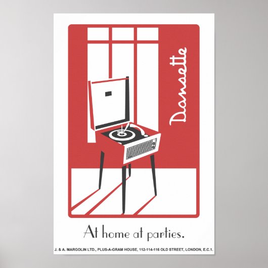 Red Retro Dansette Rekordspieler Pop Art Poster (Vorne)