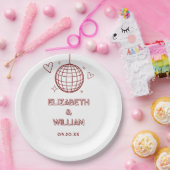 Red Retro Disco Groovy 70er Wedding Pappteller (Party)