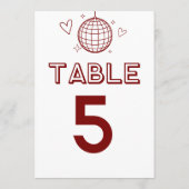 Red Retro Disco Groovy Grosse Tischnummern (Rückseite)