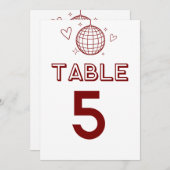 Red Retro Disco Groovy Grosse Tischnummern (Vorne/Hinten)