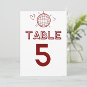 Red Retro Disco Groovy Grosse Tischnummern (Stehend Vorderseite)