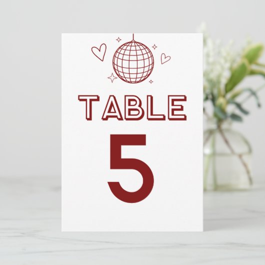 Red Retro Disco Groovy Grosse Tischnummern (Stehend Vorderseite)