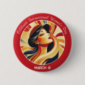 Red Retro feiert Internationalen Frauentag Button (Vorderseite)