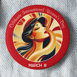 Red Retro feiert Internationalen Frauentag Button