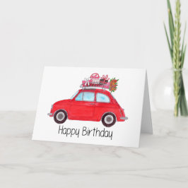 Red Retro Fiat 500 Geburtstag Karte