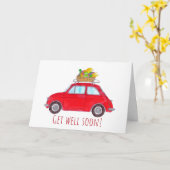 Red Retro Fiat 500 Gut machen Karte (Gelbe Blume)