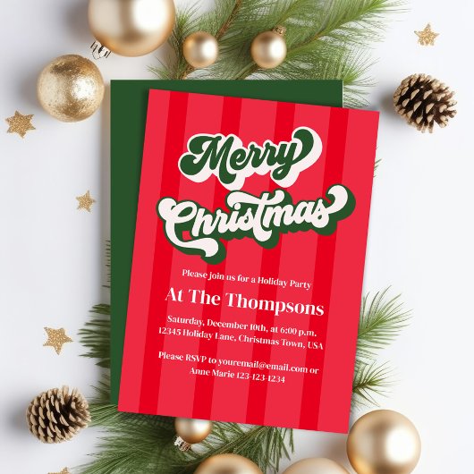 Red Retro Frohe Weihnachts-Party Einladung